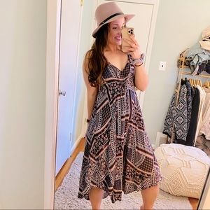 ASTR The Label Boho Print Midi Dress Sexy Medium